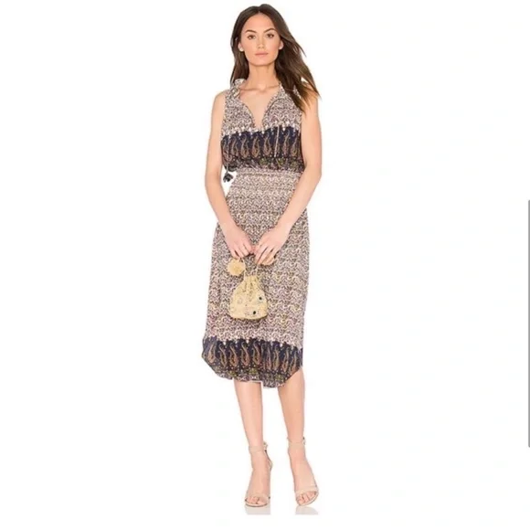 MISA Los Angeles Maddie Sleeveless Midi Dress in French Floral Paisley XS NWOT - Picture 5 of 11